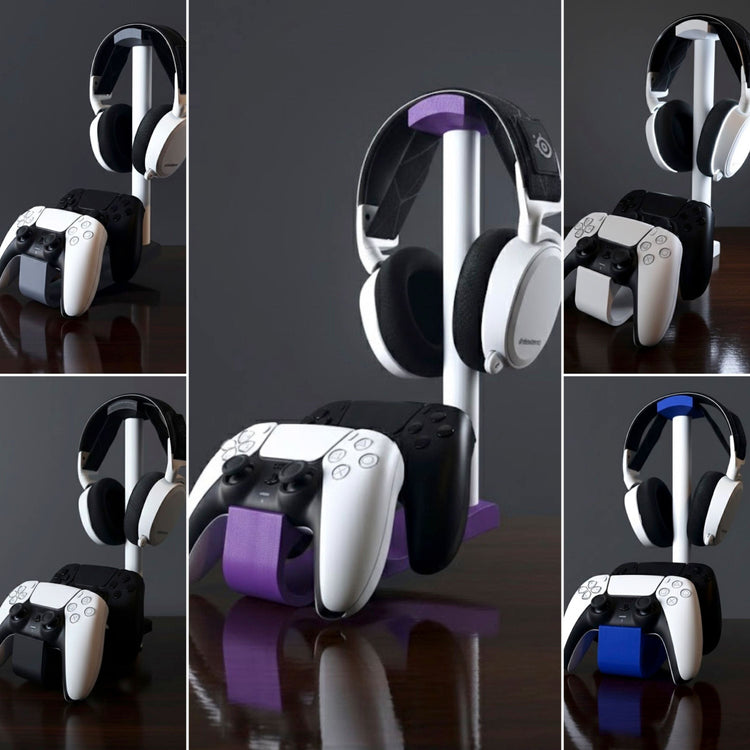 Headset & Dubbele Controller Stand - Witte Stok
