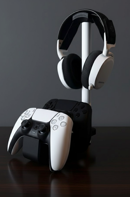 Headset & Dubbele Controller Stand - Witte Stok