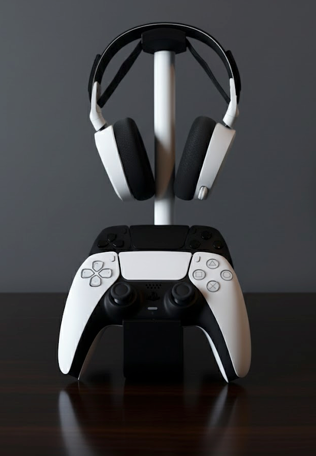 Headset & Dubbele Controller Stand - Witte Stok