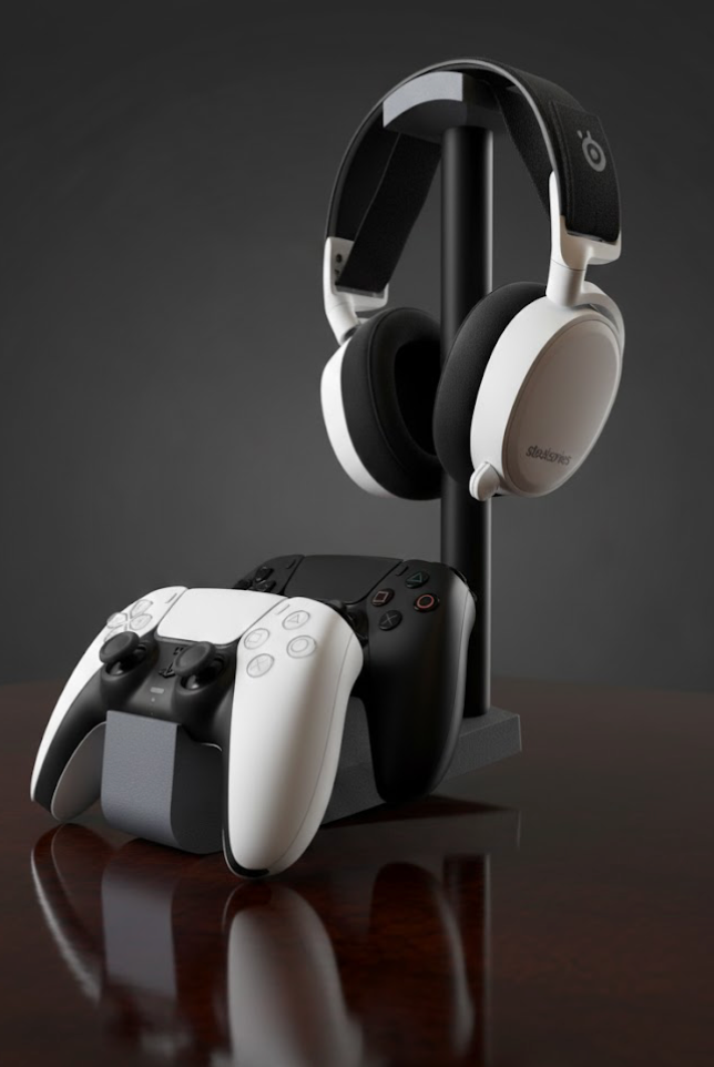 Headset & Dubbele Controller Stand - Zwarte Stok