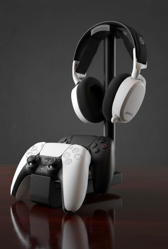 Headset & Dubbele Controller Stand - Zwarte Stok