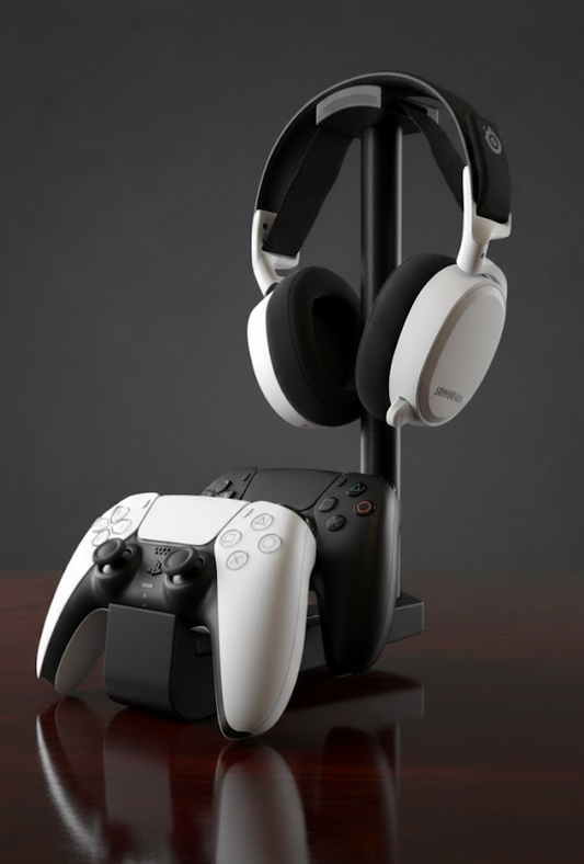 Headset & Dubbele Controller Stand - Zwarte Stok