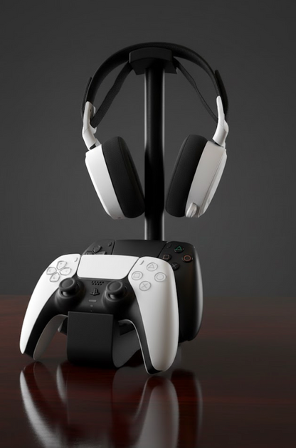 Headset & Dubbele Controller Stand - Zwarte Stok