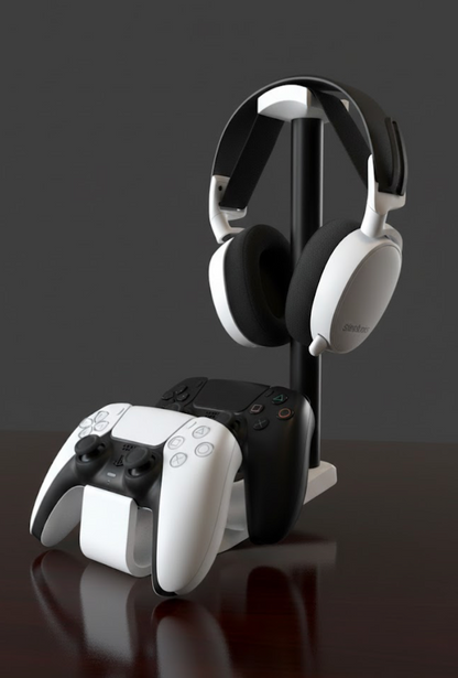 Headset & Dubbele Controller Stand - Zwarte Stok