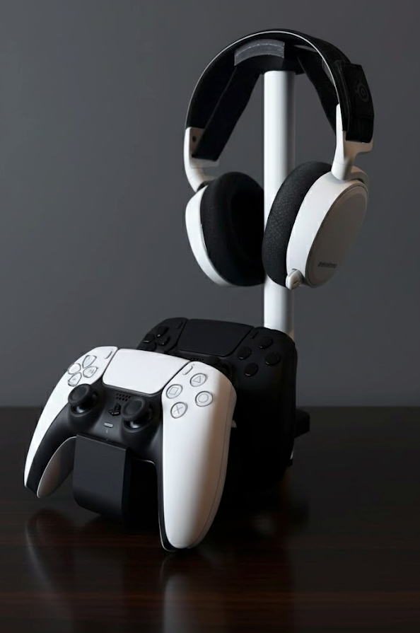 Headset & Dubbele Controller Stand - Witte Stok