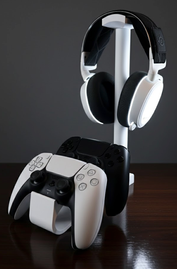 Headset & Dubbele Controller Stand - Witte Stok