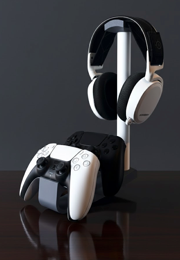 Headset & Dubbele Controller Stand - Witte Stok