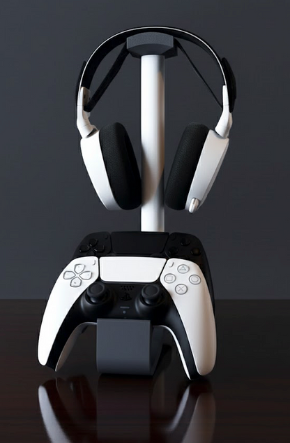 Headset & Dubbele Controller Stand - Witte Stok